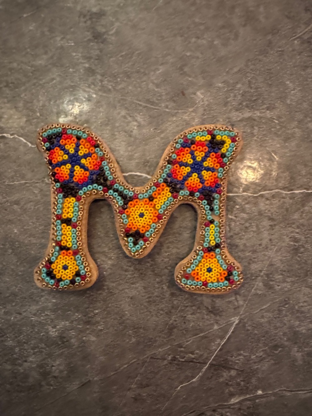 Colorful Beaded Letter M Magnet